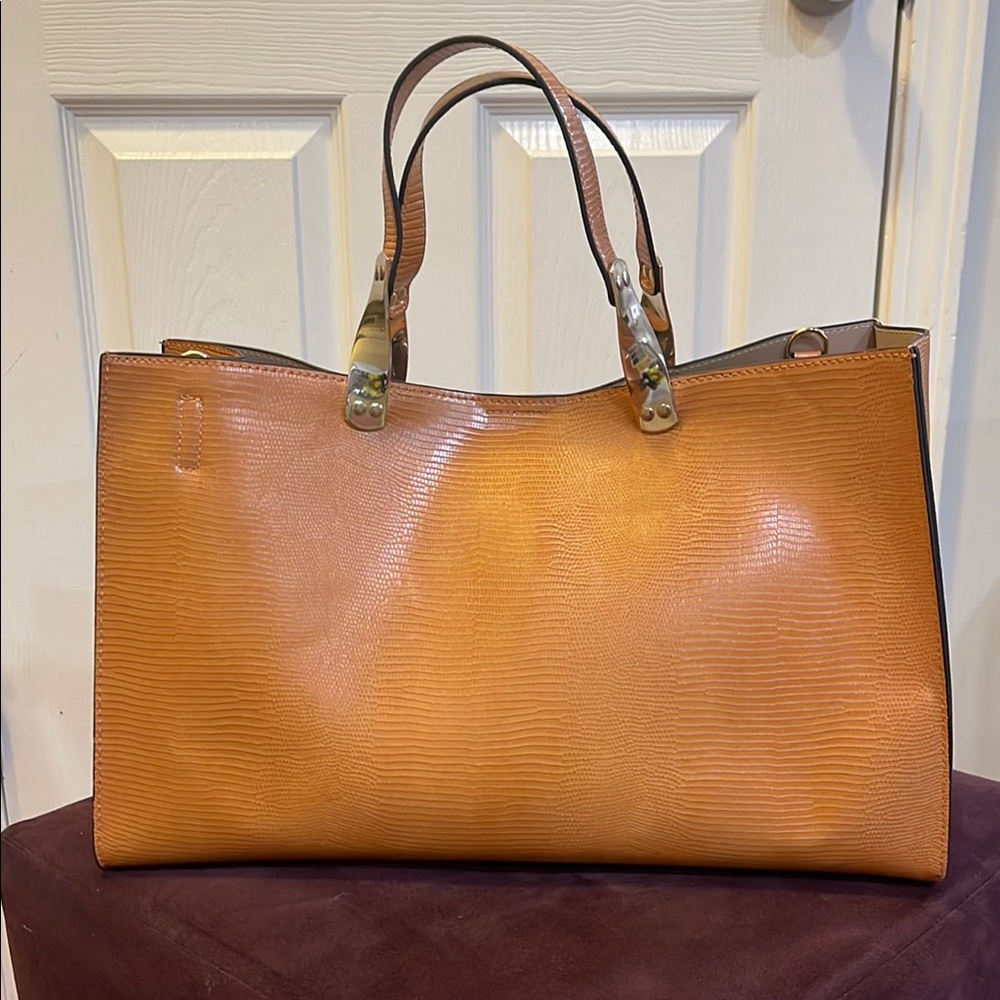 ZARA Camel/Rust Leather Handbag